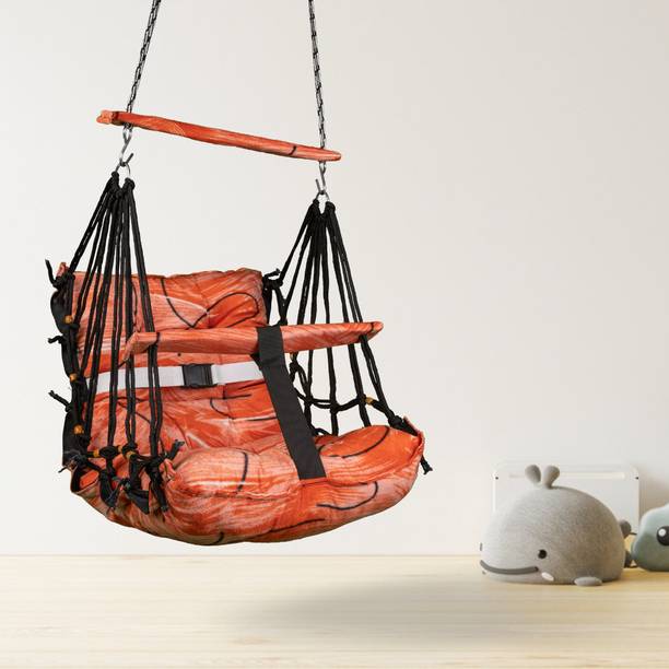 Curio Centre Printed Cotton Baby Swing for Kids/Baby Hanging Cradle/Wooden Baby Cotton Small Swing
