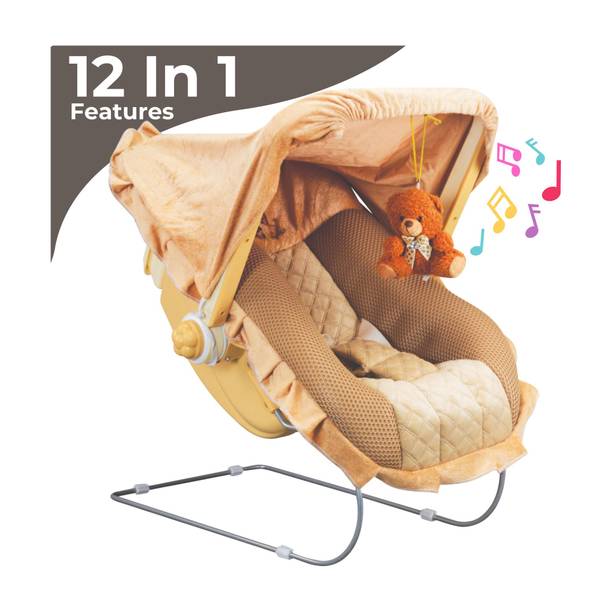 mama luv mee Premium Quality | Deluxe 12 in 1 Musical Carry Cot | Baby Rocker and Bouncer