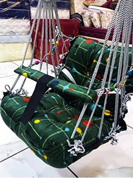 Jantrex Cotton Swing for Kids Baby's Children Folding and Washable 1-3 Years with Safety Belt Home Garden Jhula for Babies Swings