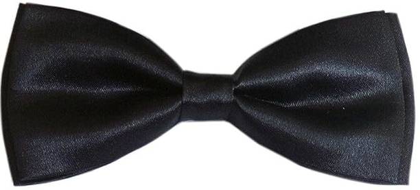 CALIXTO Single Layer Bow Tie For Men and Boys Solid Black Color Reflex Bow