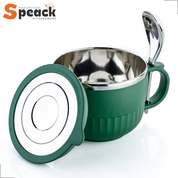 SPEACK Stainless Steel, Plastic Soup Bowl Stainless Steel Soup Bowl With Lid & Spoon Holder