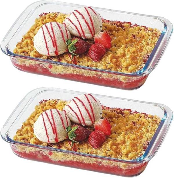 PKMSHO Glass Mixing Bowl Borosilicate Glass Microwave Oven Safe Rectangle Baking Dish 1000 ML2pcs