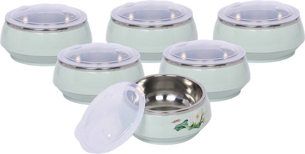 JAYPEE Stainless Steel Serving Bowl Trifle All Round Insulated Bowl with Plastic Lid Green