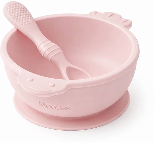 Mooues Silicone Mixing Bowl Baby Feeding Bowl with Spoon | Silicone Non-Slip Training Bowl | BPA Free