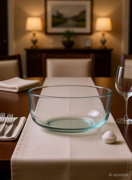 IndusBay Borosilicate Glass Serving Bowl 1.2 Litres Serving Mixing Microwave Safe Glass Bowl