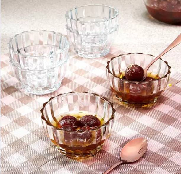 क्रॉकवेयर Glass Serving Bowl Set of 6 Elegant Bowls for Salads Desserts and More ग्लास डेसेर्ट बाउल