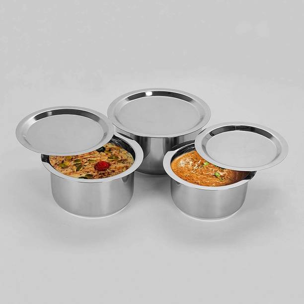 MKIU Stainless Steel Tope Set 22-Gauge Heavy Cookware with Steel Lid, 3 L, 2.5 L, 2 L Induction Bottom Cookware Set