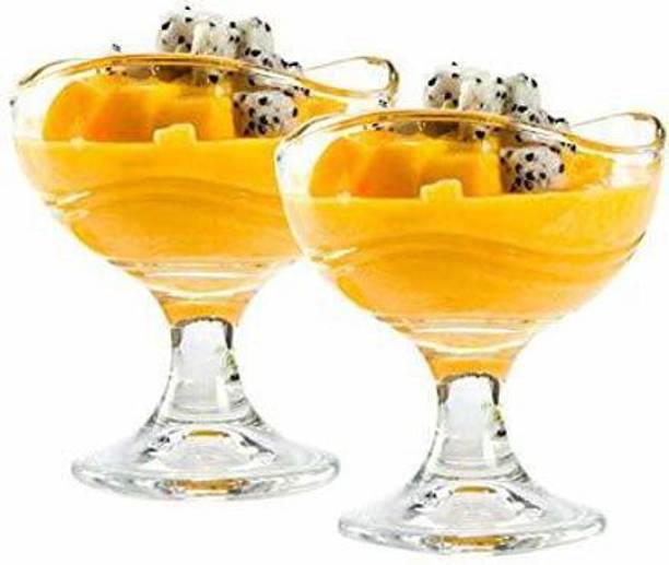 JIGSHTIAL Glass Dessert Bowl Designer Ice Cream Bowl Set Of 4Pcs,