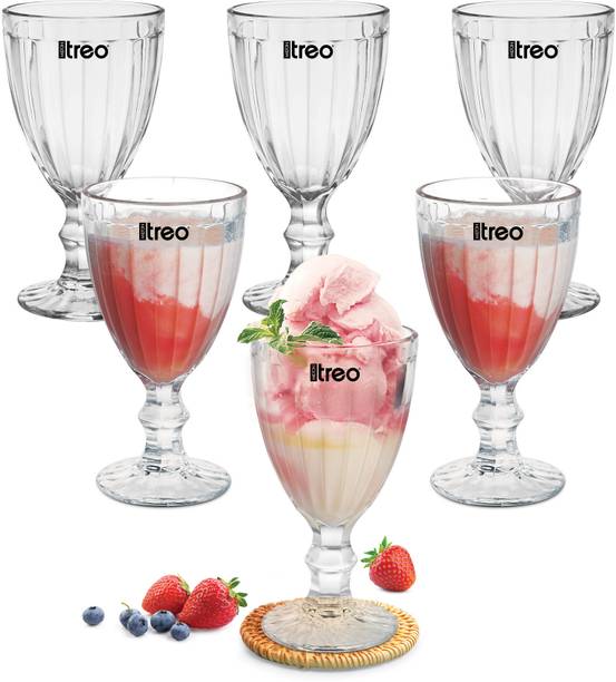 TREO Glass Dessert Bowl Glace Goblet 300 ml - Each, Dessert Bowls for Sundaes, Ice-cream Serving