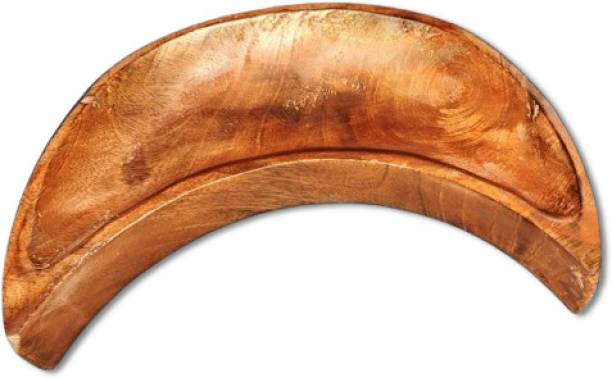 BAKSHEXPORT Wooden Decorative Bowl Dough Bowl, Real Hand Carved, DIY Crafting, Candle Ready bowl, half moon shape Disposable