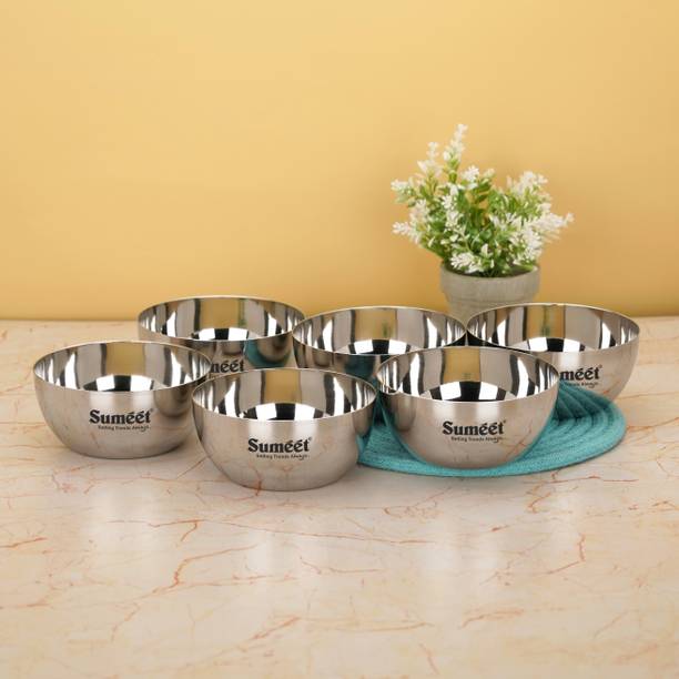 सुमीत Heavy Gauge Stainless Steel Big Apple shape Wati with Mirror Finish Set-6pc,11cm स्टेनलेस स्टील सूप बाउल