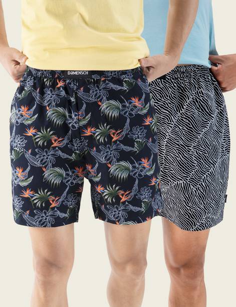 Pack of 2 2 Pack Checked Cotton Boxer Shorts Side Pocket Printed Men Boxer