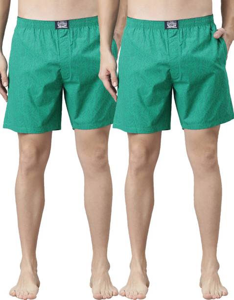 Pack of 2 Side Pockets, Tag Free Comfort & Smartskin Technology Style# 023 Woven Cotton Printed Men Boxer