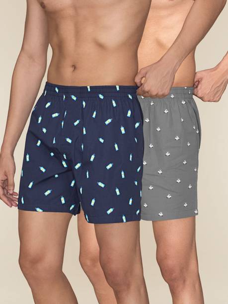 Pack of 2 Soft Super Combed Cotton SPLASH Printed, Polka Print Men Boxer