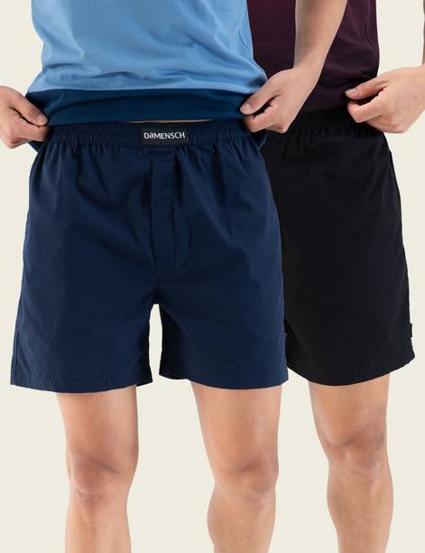 Pack of 2 Cotton Side Pocket Solid Men Boxer