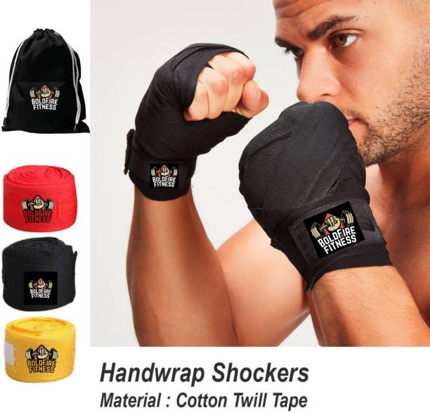 BoldFire Premium Handwraps 250 cm semi Elastic Hand Wraps with Thumb Loop for Boxing, MMA Black Boxing Hand Wrap