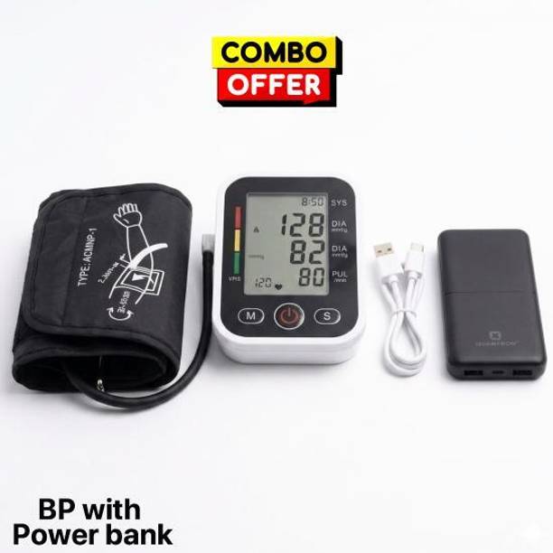 OYD Digital BP Monitor and Rechargeable Power Bank Combo Pack With Colour Back Light & Voice Announcemnet Bp Monitor
