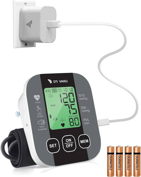 DR VAKU Fully Automatic Digital Blood Pressure Machine with Adjustable Arm Cuff, Talking Function & 20W Type-C Adapter BP Monitor Bp Monitor