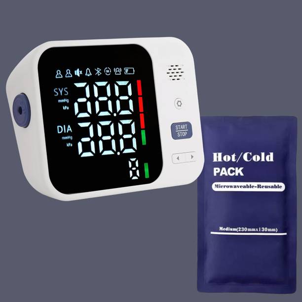 Balson Rechargeable Blood Pressure Monitor with Extra Large Screen & Talking Guidance + Multipurpose Cold Gel Pack for Pain Relief and Post-Surgical Recovery I Bp Monitor