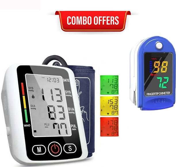 CRETO Home Health Combo Blood Pressure Monitor with LK87 Finger Pulse Oximeter Bp Monitor