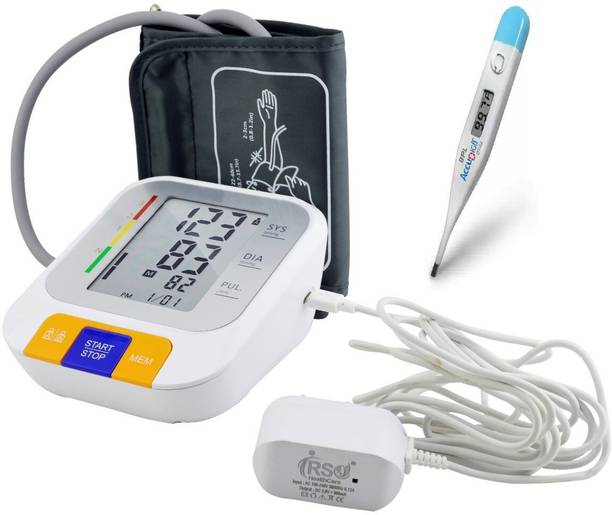 rsc healthcare BP 115 fully automatic blood pressure monitor Dr. Morepen BP Monitor (Made In India ) with AC/DC Adaptor & Dr. Morepen Digital Thermometer Bp Monitor