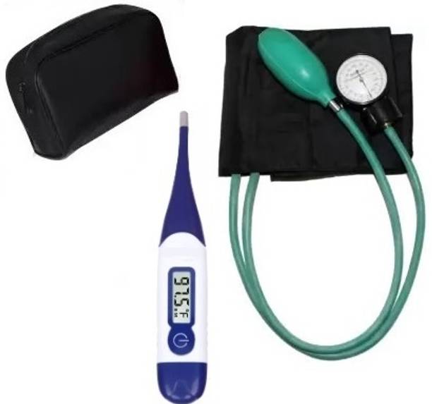 RnB Manual Aneroid Sphygmomanometer Blood Pressure Monitor Upper Arm Dial Type BP Machine with Digital Thermometer Bp Monitor