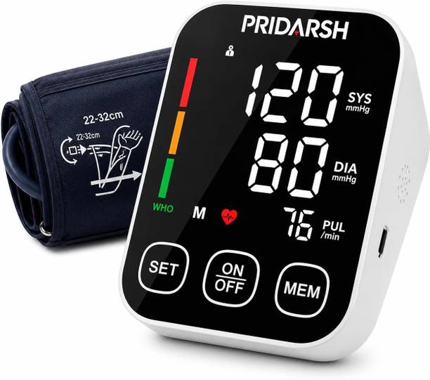 PRIDARSH Blood Pressure Monitor, Blood Pressure Machine with Upper Arm Large Cuff BP Machine with Voice Guidance, Dual User, 198 Memory, Large LED Display Bp Monitor