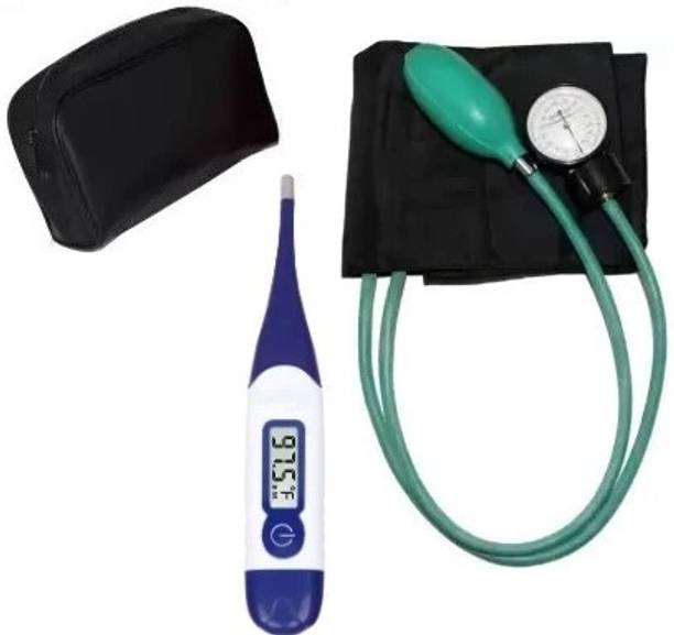 RnB Manual Aneroid Sphygmomanometer Blood Pressure Monitor Upper Arm Dial Type BP Machine with Digital Thermometer Bp Monitor