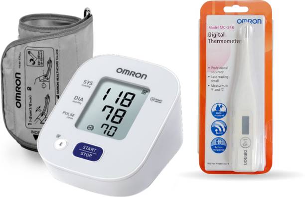 OMRON HEM-7143T1 Automatic Blood Pressure Monitor with Omron MC-246 Digital Thermometer (Combo Pack, 3 Years Warranty) Bp Monitor