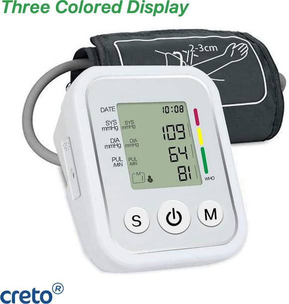 CRETO BP Monitor, Upper Arm Cuff, LCD Digital Display WHO Indicator, Bp Monitor