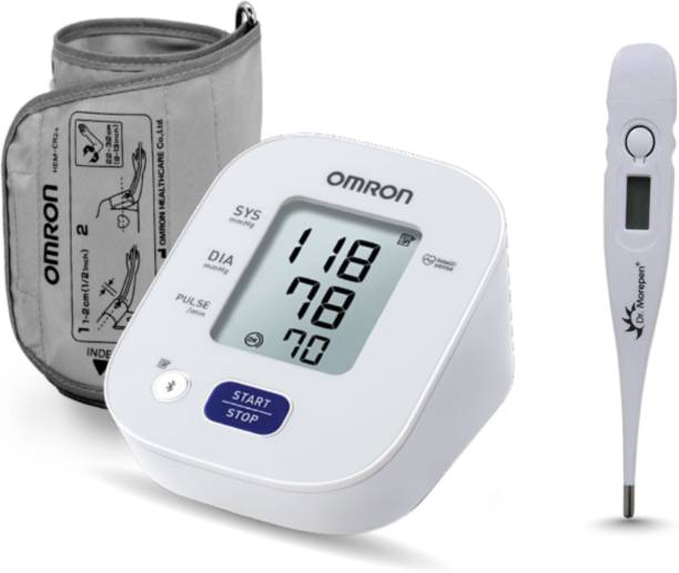 OMRON HEM-7143T1 Automatic Blood Pressure Monitor with Dr. Morepen MT-110 Digital Thermometer (Combo Pack, 3 Years Warranty) Bp Monitor