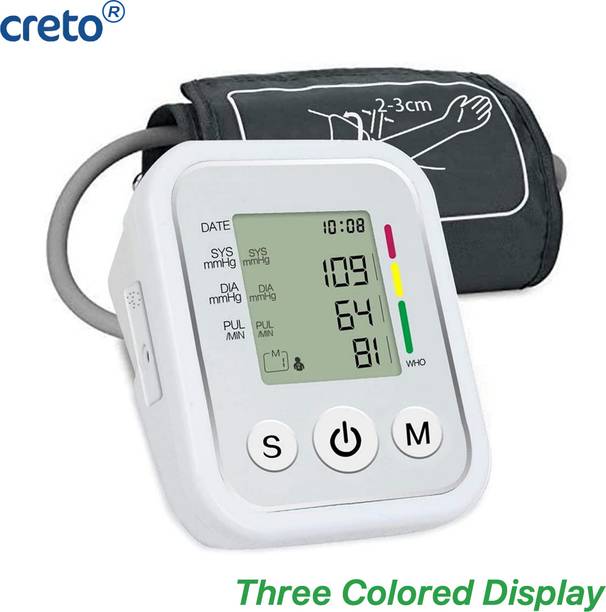CRETO Electronic Blood-Pressure Monitor, Upper Arm Cuff, Digital LCD Display, Bp Monitor