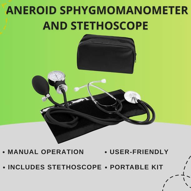 SWADESI BY MCP Aneroid sphygmomanometer and Stethoscope Manual BP Monitor With Stethoscope Universal Adult Size Cuff Arm Manual Emergency BP Monitor Kit with Carrying Case Bp Monitor
