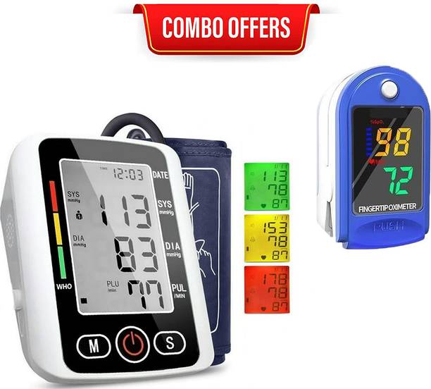 CRETO Automatic Blood Pressure Machine with LK87 Fingertip Pulse Oximeter Combo Set Bp Monitor