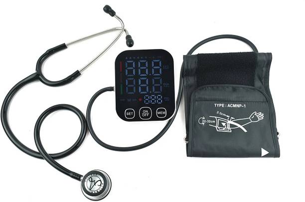 Dishan Digital Talking One Touch Operation Presser Checking Monitor, Large Screen & C-Type USB Cable With Classic II Duo Stethoscope, Bp Monitor