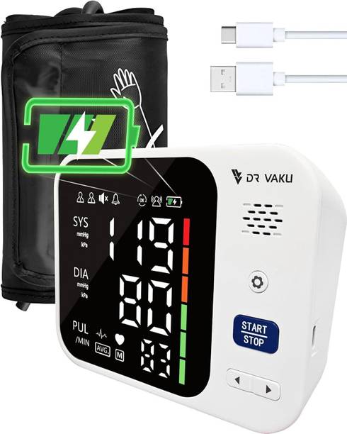 DR VAKU Rechargeable Digital Blood Pressure Machine Upper Arm Bp Monitor Cuff Kit with Talking Function Intellisense Technology Most Accurate Measurement Bp Monitor