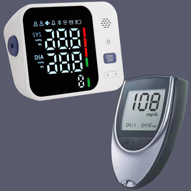Balson Automatic Measuring Rechargeable BP Monitoring Machine for Home, Accurate Measurement, Large Display & AK-33 Blood Glucose Monitor I Bp Monitor