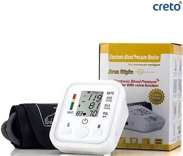 CRETO Electronic Digital BP Monitor, Upper Arm Cuff, LCD Display WHO Indicator Bp Monitor