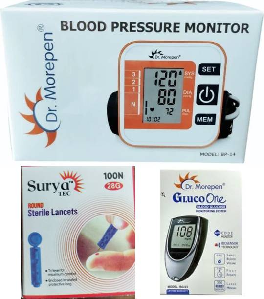 Dr. Morepen Healthcare Combo OF Dr Morepen Bp02 , Glucometer And Infi Lancets Pack Only Bp14 Bp Monitor
