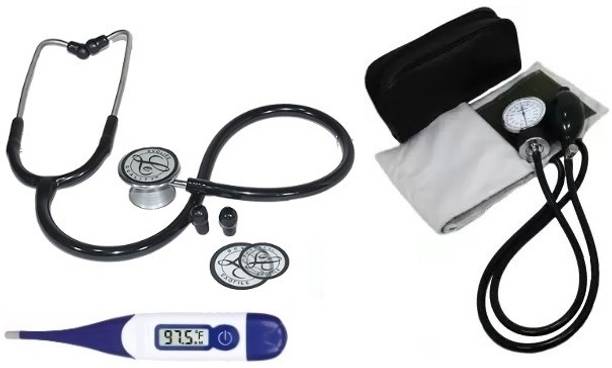 RnB Doctor Upper Arm Sphygmomanometer Made In Japan Dial Type BP Monitor with Evolife Double Heart Stethoscope & Digital Thermometer Bp Monitor