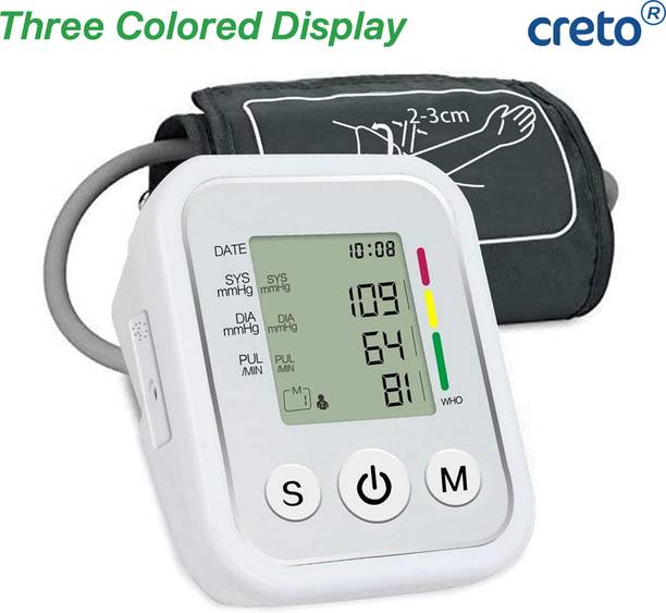 CRETO Electronic Blood Pressure Monitor, Upper Arm Cuff, LCD Digital Display, Bp Monitor