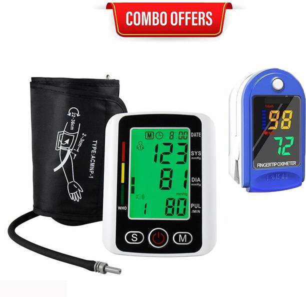 CRETO Automatic BP Monitor and LK87 Finger Pulse Oximeter AAA Battery Combo Bp Monitor