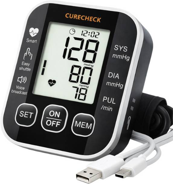 curecheck Premium Automatic Blood Pressure Machine with Battery with Cuff kit Bp Monitor