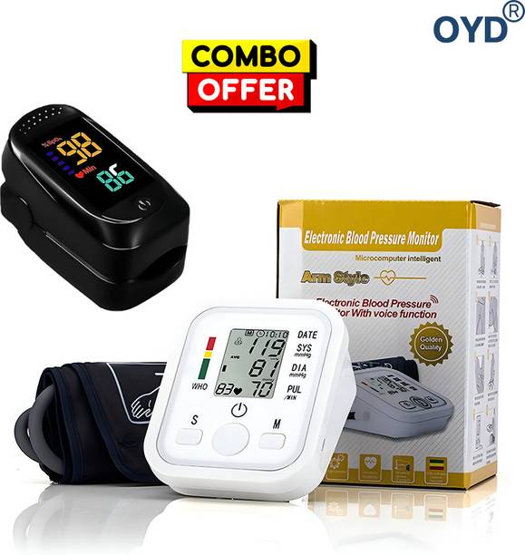 OYD Blood Pressure Machine with A2 Oximeter and Large Display Screen with voice feature and 3 colour back light Bp Monitor