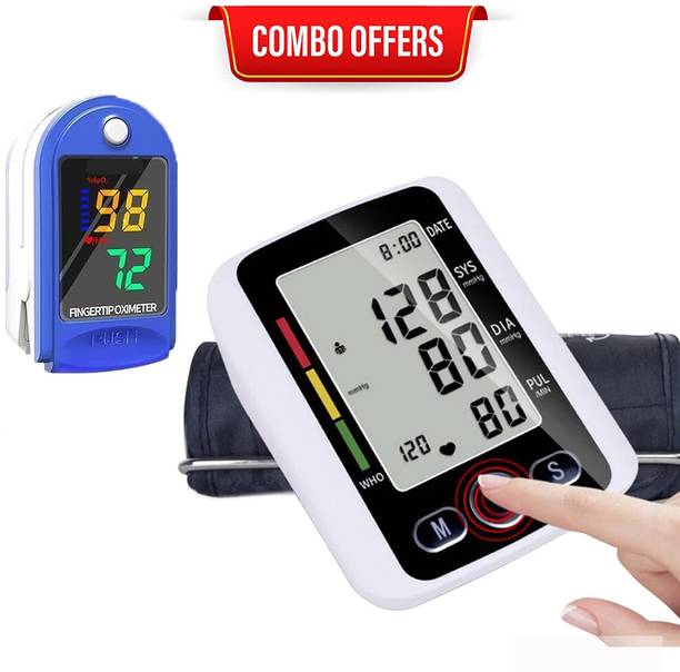 CRETO BP Monitor with LK87 Finger Clip Blood Oxygen Pulse Oximeter Combo Pack Bp Monitor