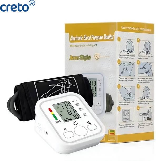 CRETO BP Monitor, Upper Arm Cuff, Digital LCD Display WHO Indicator, Bp Monitor