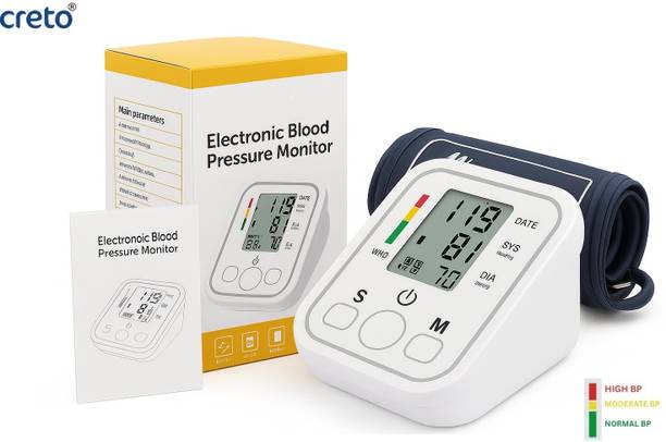 CRETO Digital Blood Pressure Monitor, Upper Arm Cuff, with Voice Announcement feature- Bp Monitor