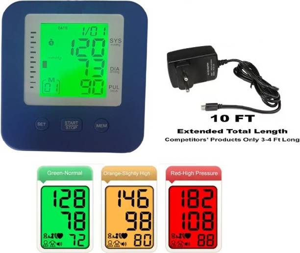rsc healthcare BM 10 Digital BP ( 3D backlight color) Bp Monitor Fully Automatic Digital Blood Pressure Monitor with Rsc Healthcare AC/DC ADAPTER Bp Monitor