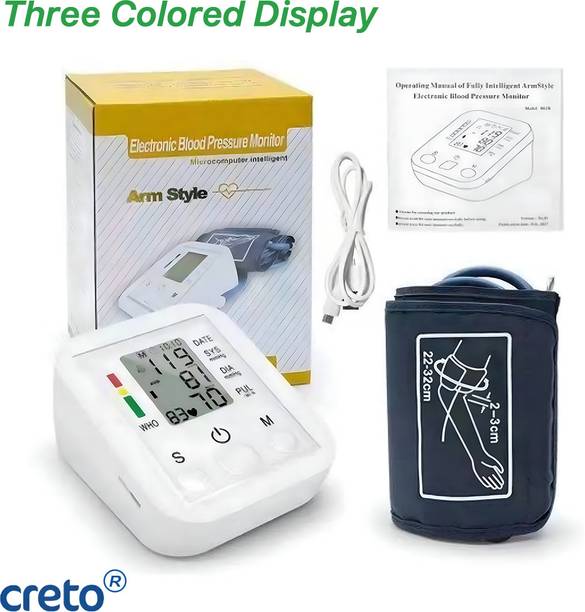 CRETO Digital Blood Pressure Monitor Upper Arm Cuff, LCD Display with Memory Function. Bp Monitor