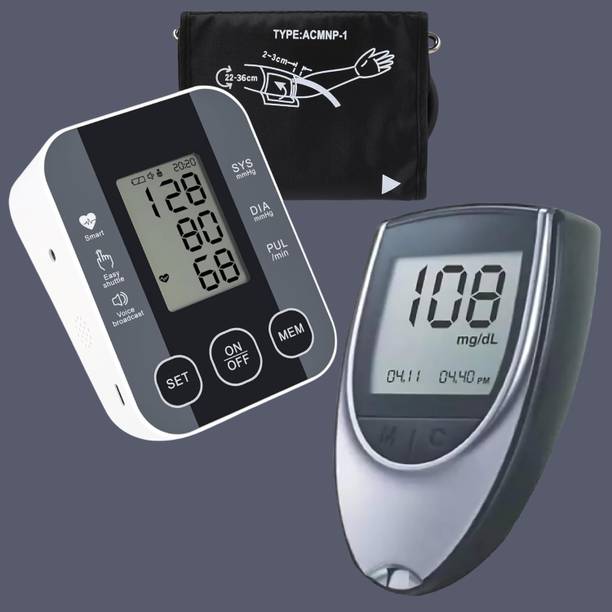 Balson AK-S10 Digital BP Monitoring Machine with Voice Broadcast Accurate Measurement & AK-33 Blood Glucose Monitor I Bp Monitor